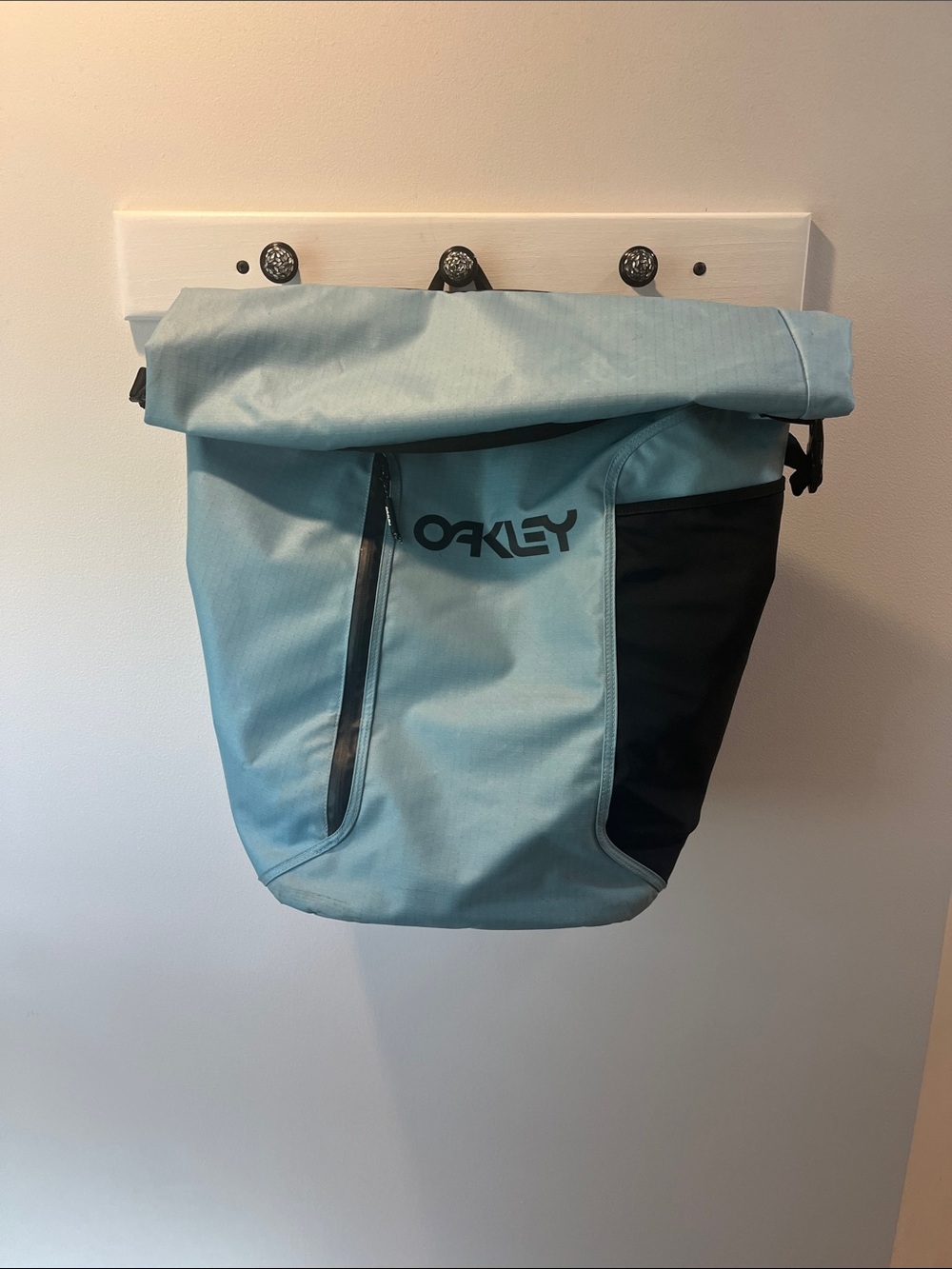 Oakley Light Blue and Black Roll-Top Water Backpack